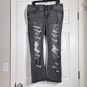 Torrid Distressed Black Straight Leg Jeans